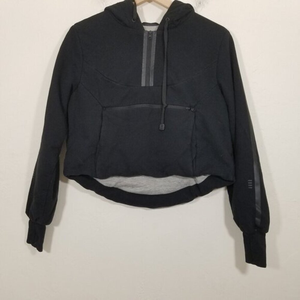 Blanc Noir Hoodie Cropped Jacket Thumbhole Black Size XS